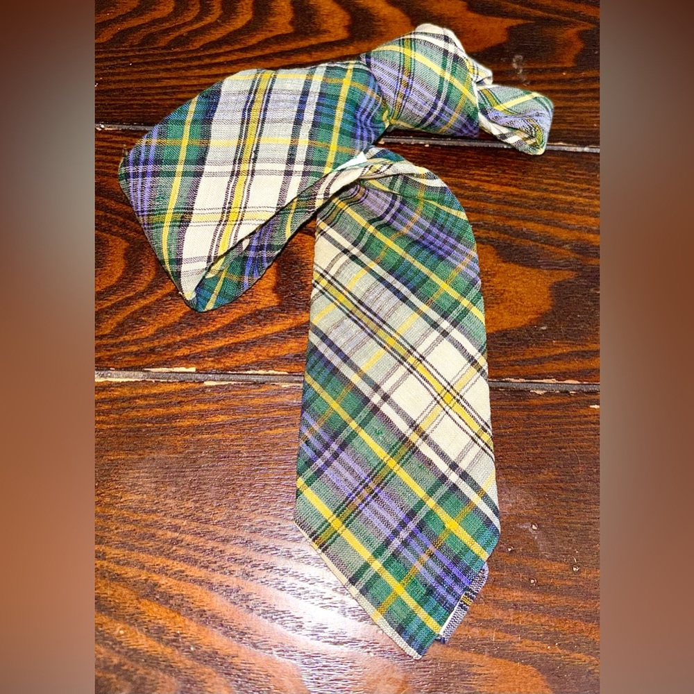 Tartan Plaid Men's Tie in Green and Yellow